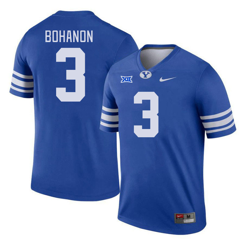 Men #3 Gerry Bohanon BYU Cougars College Football Jerseys Stitched Sale-Royal